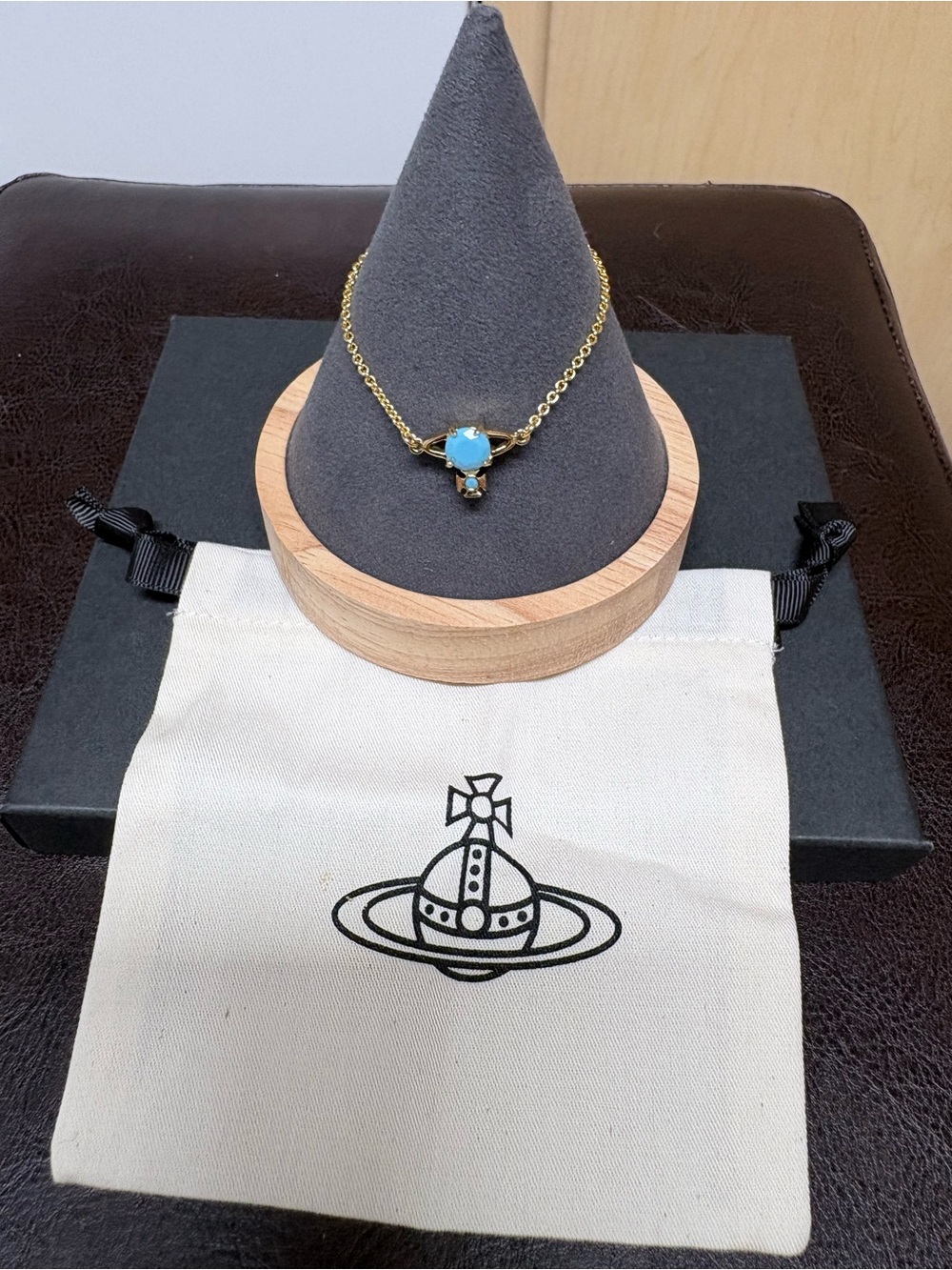Vivienne Westwood Gold Necklace with Turquoise Center Stone